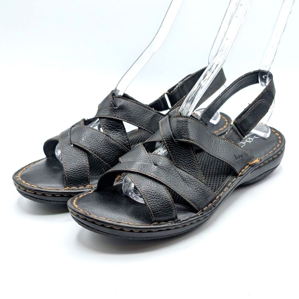 BoC Born Black Leather Slingback Strap Adjustable Sandals Women's Size 11